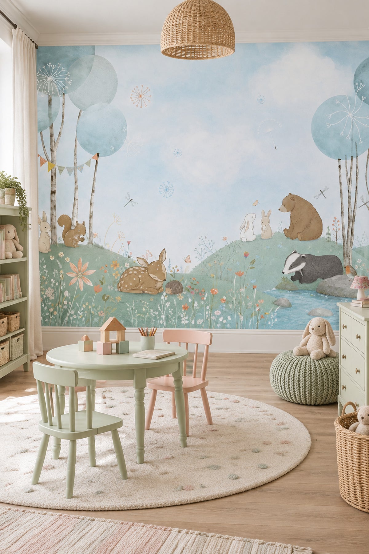 Watercolor Woodland Animals Wallpaper Whimsical Forest Wall Mural