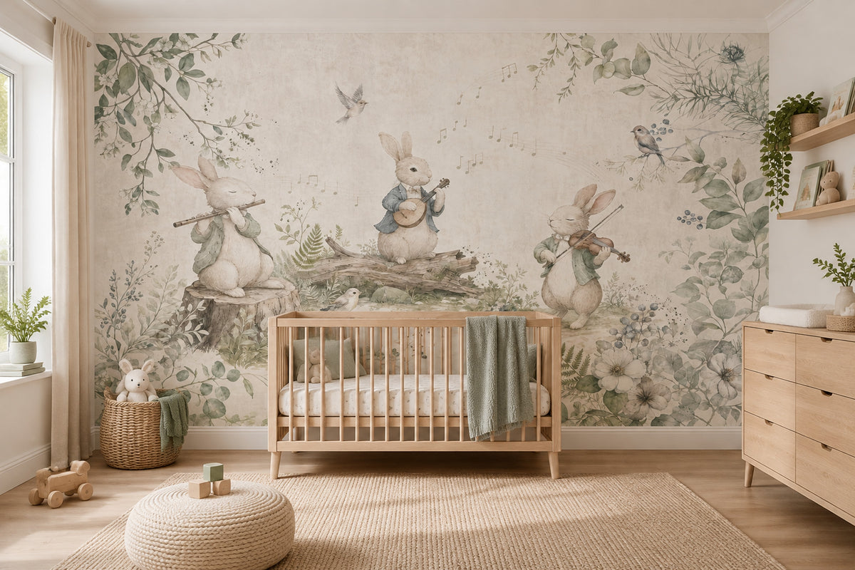 Woodland Rabbits Wallpaper Storybook Wall Mural