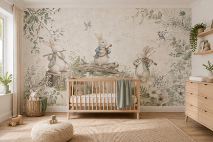 Woodland Rabbits Wallpaper Storybook Wall Mural