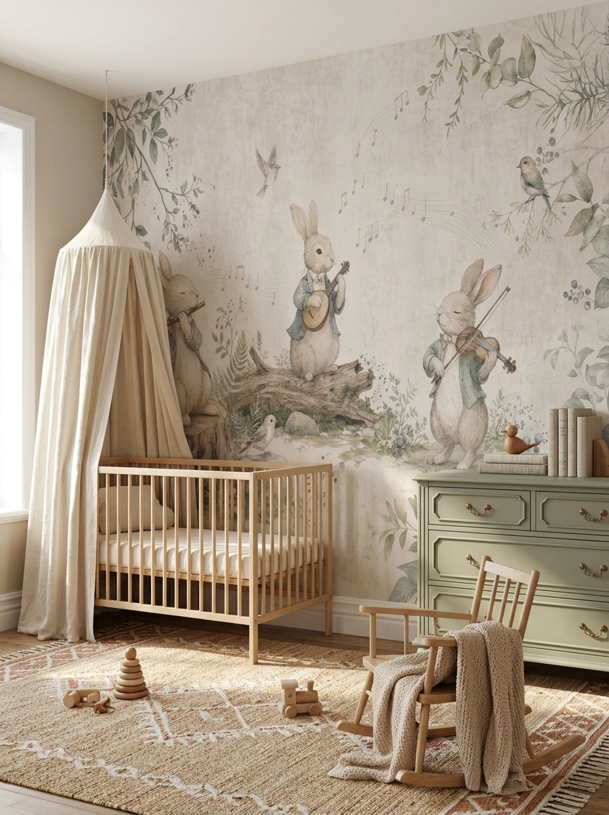 Woodland Rabbits Wallpaper Storybook Wall Mural