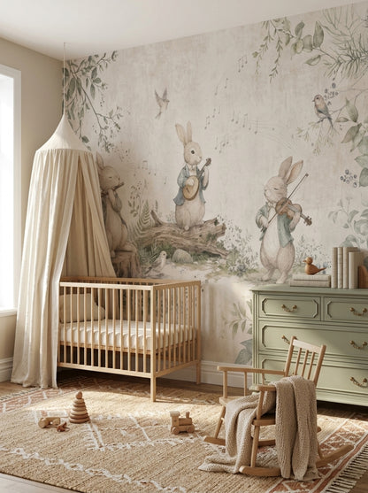 Woodland Rabbits Wallpaper Storybook Wall Mural
