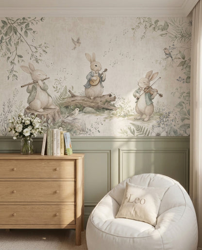 Woodland Rabbits Wallpaper Storybook Wall Mural