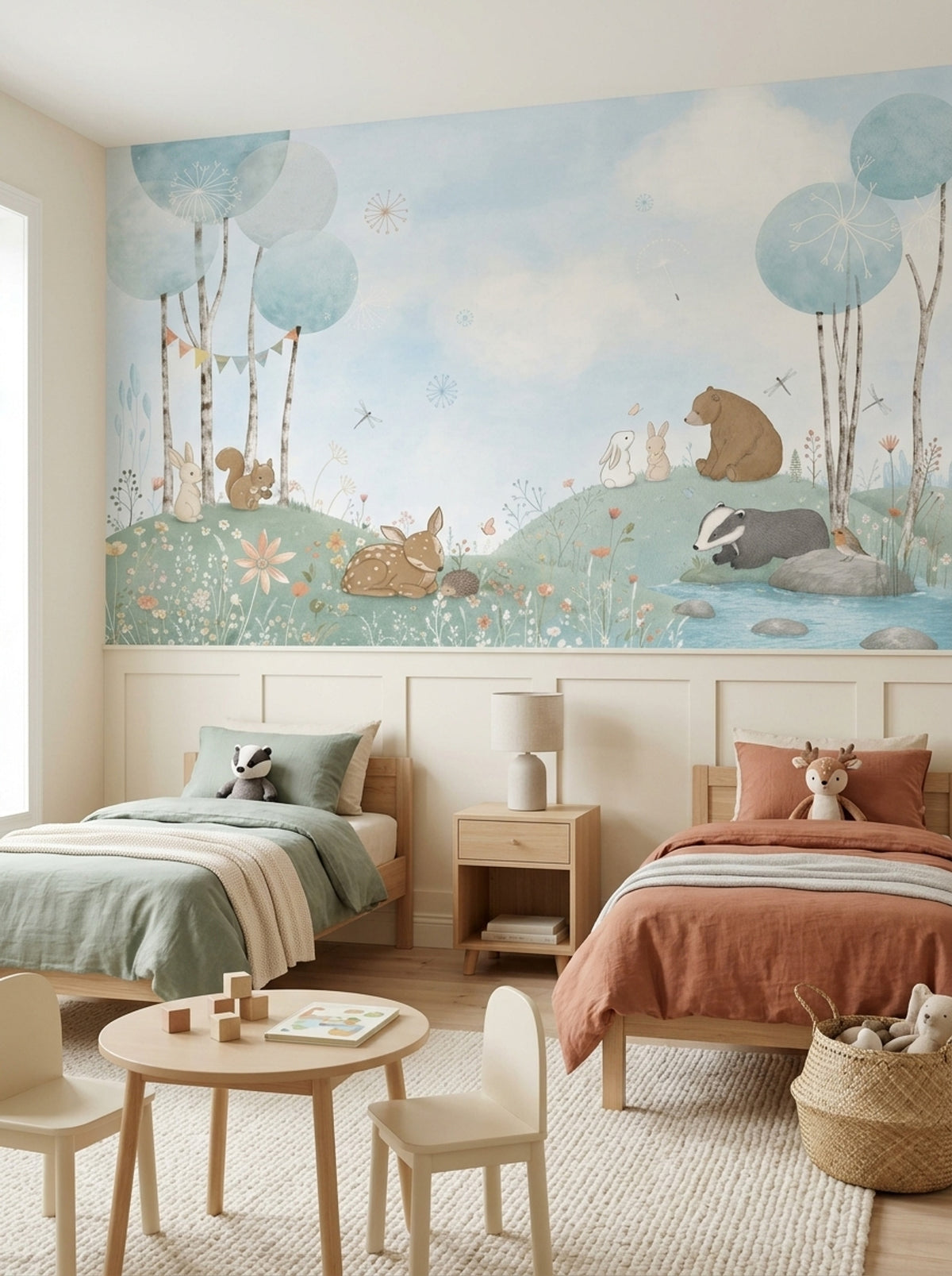 Watercolor Woodland Animals Wallpaper Whimsical Forest Wall Mural