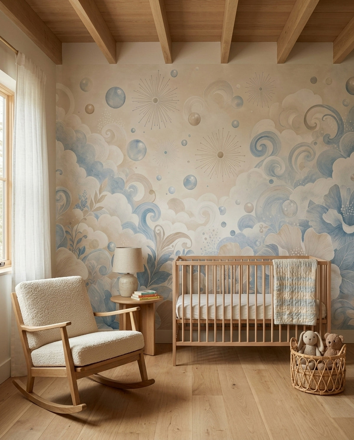 Pastel Floral Branches Wallpaper Watercolor Texture Wall Mural