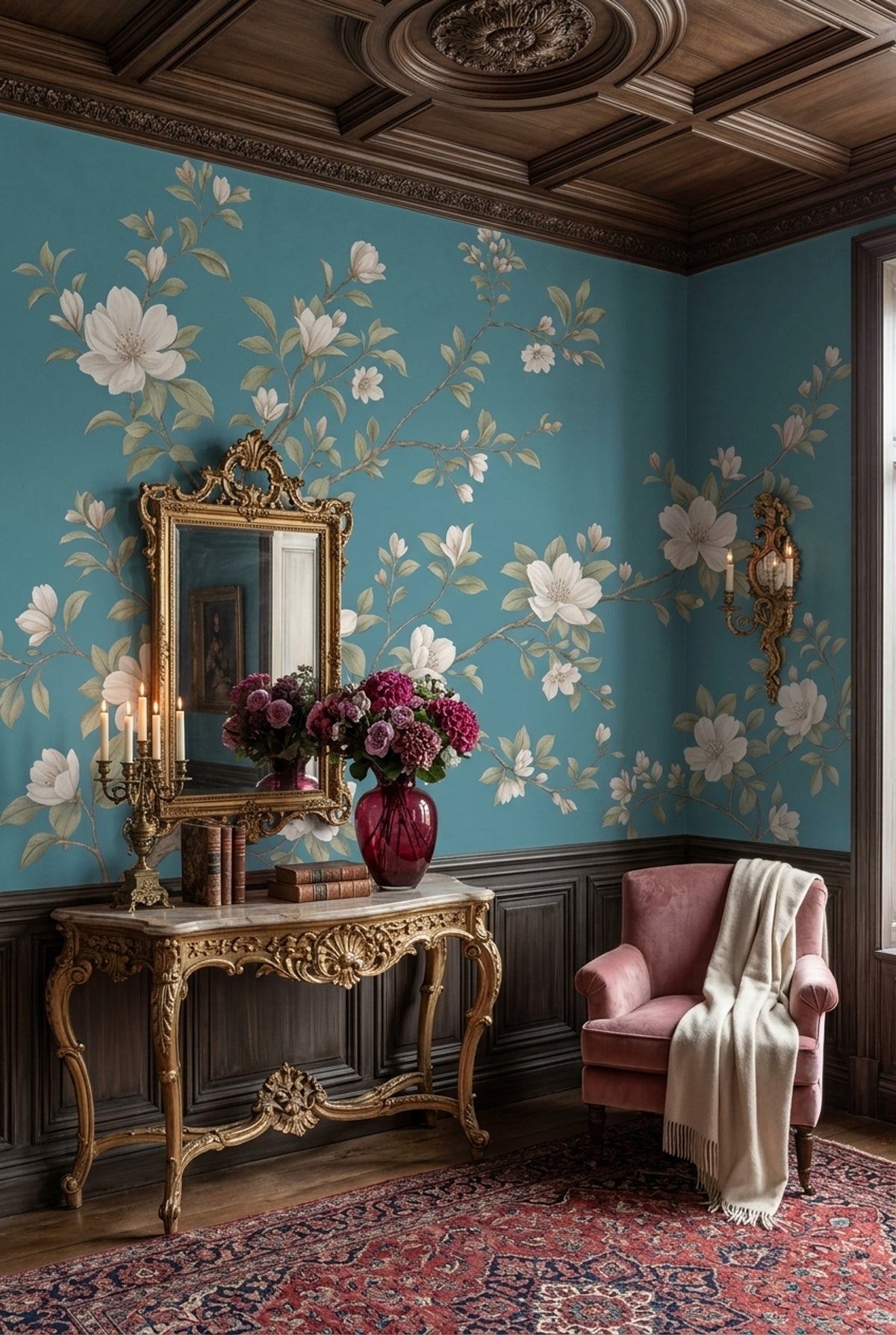 White Blossoms Wallpaper Chinoiserie Botanical Wall Mural