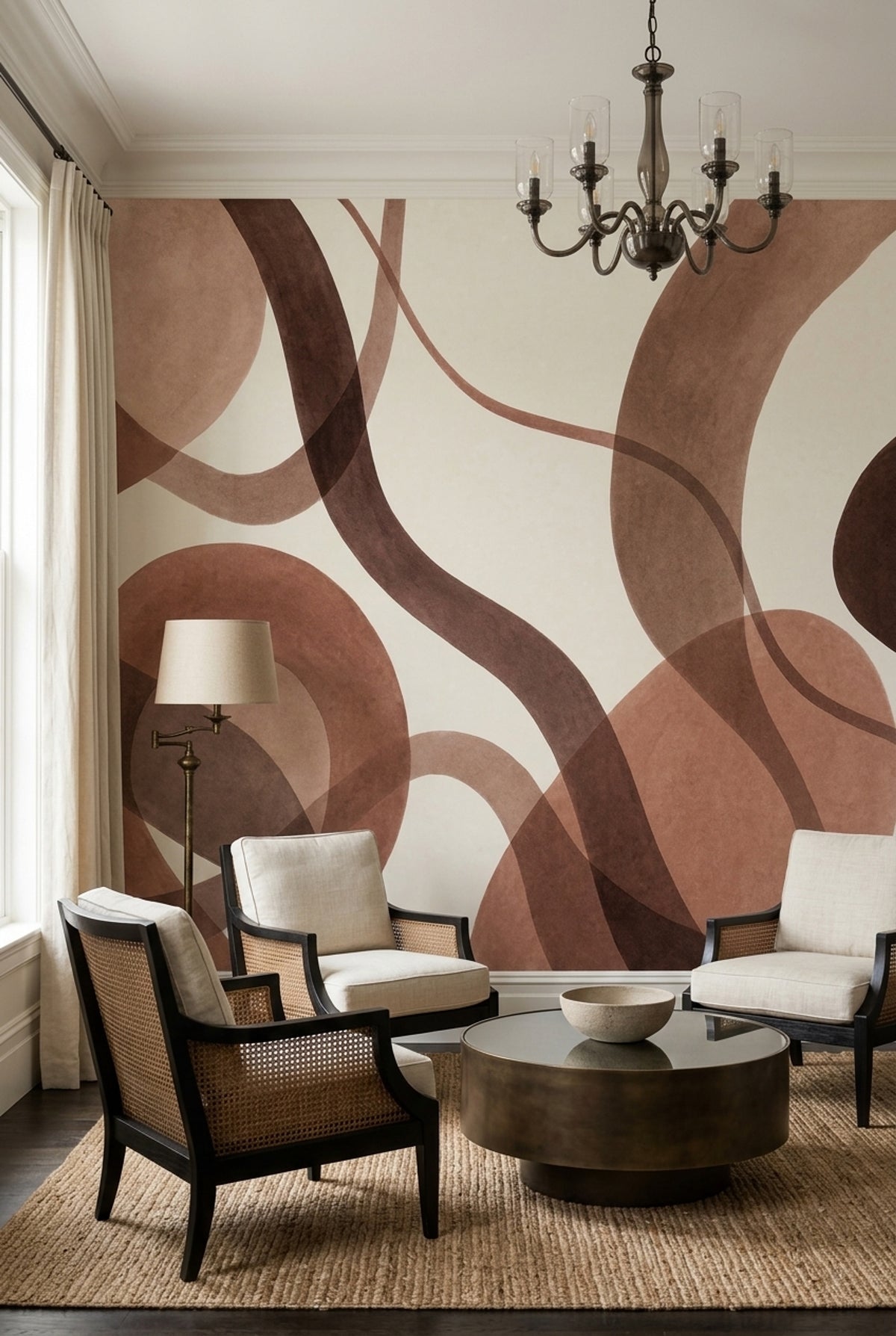 Overlapping Abstract Circles Wallpaper Mid Century Modern Wall Mural