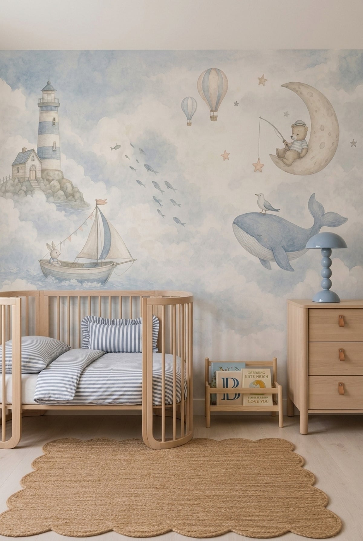 Watercolor Lighthouse Wallpaper Dreamy Coastal Wall Mural