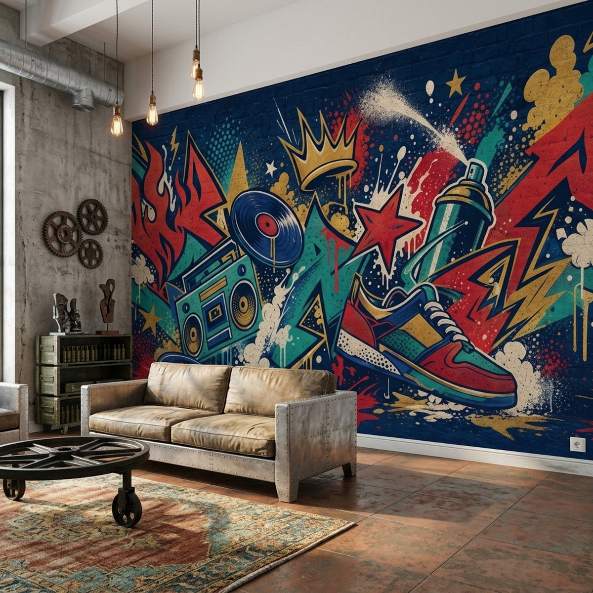 Graffiti Boombox Wallpaper Brick Wall Street Art Wall Mural