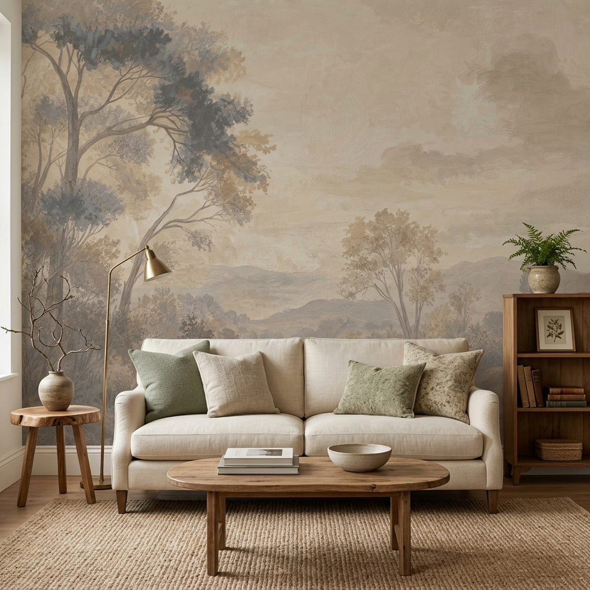 Pastoral Trees Wallpaper Vintage Landscape Wall Mural