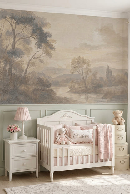 Pastoral Trees Wallpaper Vintage Landscape Wall Mural