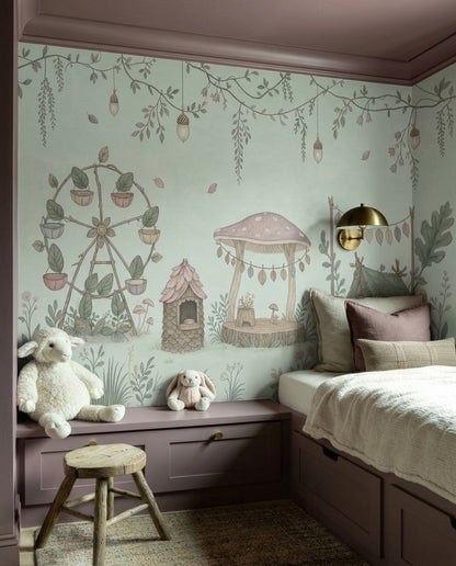 Whimsical Woodland Mushrooms Wallpaper Fairy Garden Wall Mural