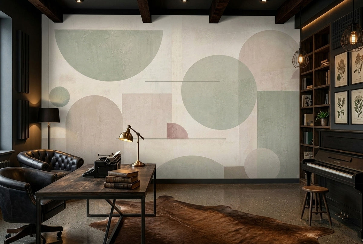 Textured Semicircle Geometric Wallpaper Sage Green Wall Mural