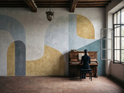 Abstract Geometric Arches Wallpaper Concrete Texture Wall Mural