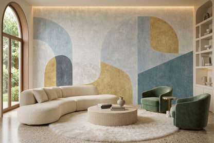 Abstract Geometric Arches Wallpaper Concrete Texture Wall Mural