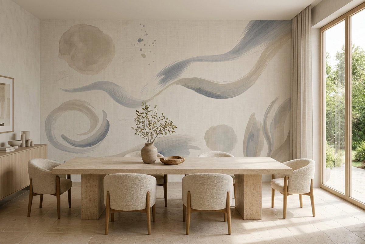 Abstract Brushstroke Spiral Wallpaper Minimalist Ink Wash Wall Mural