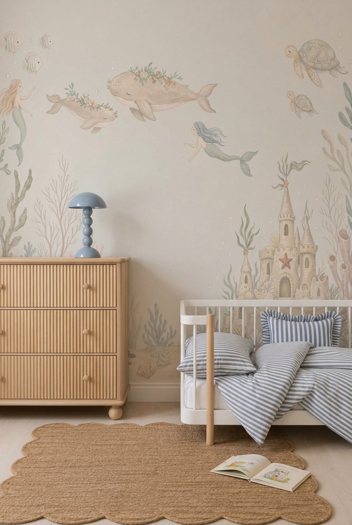 Underwater Mermaid Wallpaper Pastel Watercolor Wall Mural