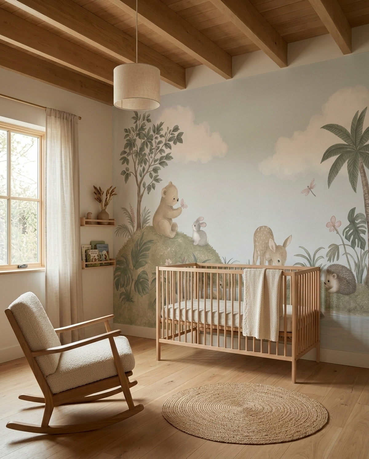 Woodland Nursery Animals Wallpaper Watercolor Landscape Wall Mural