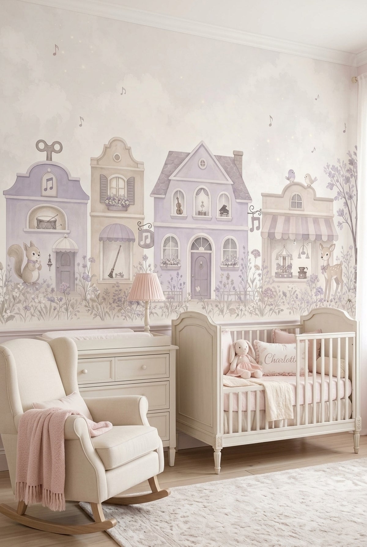 Fairy Tale Music Town Wallpaper Cloudy Sky Wall Mural