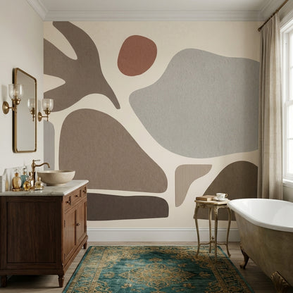 Organic Abstract Shapes Wallpaper Paper Texture Wall Mural
