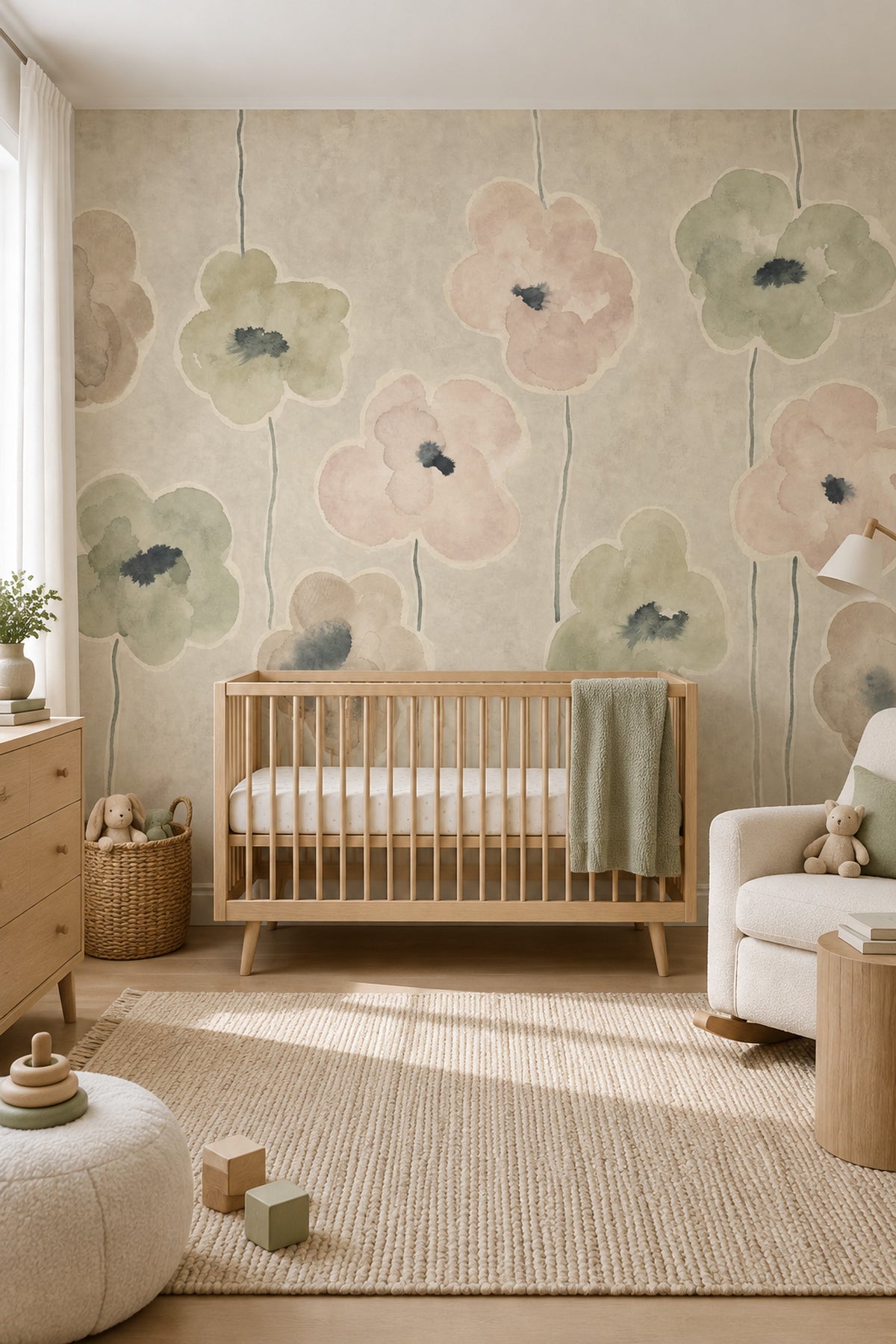 Watercolor Wildflowers Wallpaper Paper Texture Wall Mural