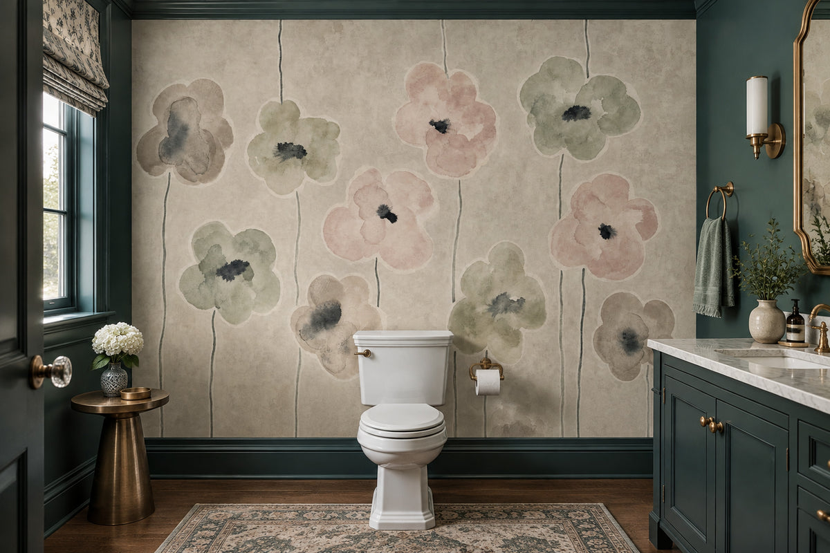 Watercolor Wildflowers Wallpaper Paper Texture Wall Mural
