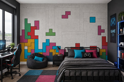 Geometric Block Shapes Wallpaper Concrete Texture Wall Mural