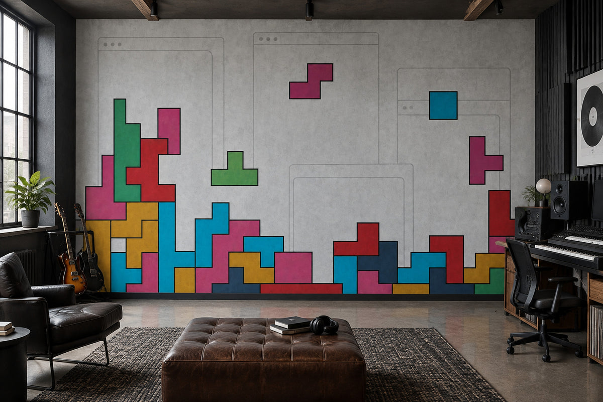 Geometric Block Shapes Wallpaper Concrete Texture Wall Mural
