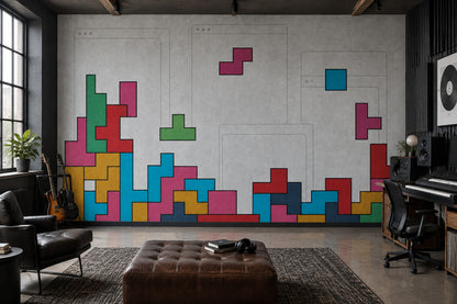 Geometric Block Shapes Wallpaper Concrete Texture Wall Mural