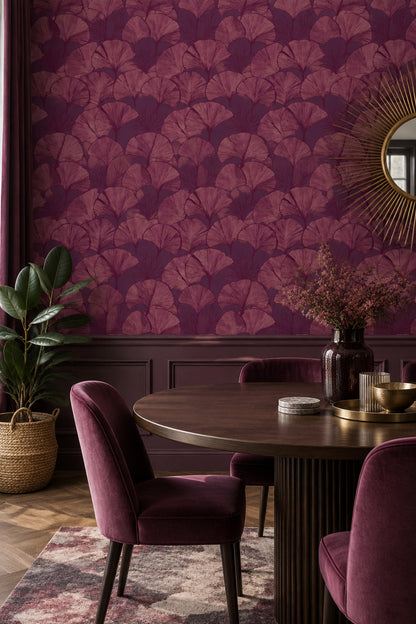 Ginkgo Leaf Wallpaper Purple Background Botanical Silhouette