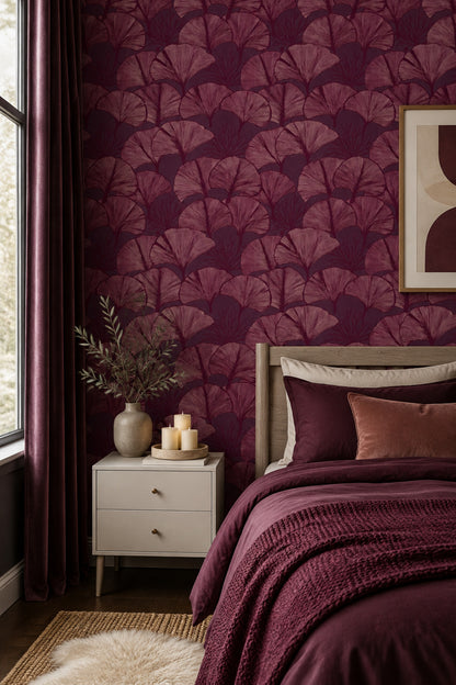 Ginkgo Leaf Wallpaper Purple Background Botanical Silhouette