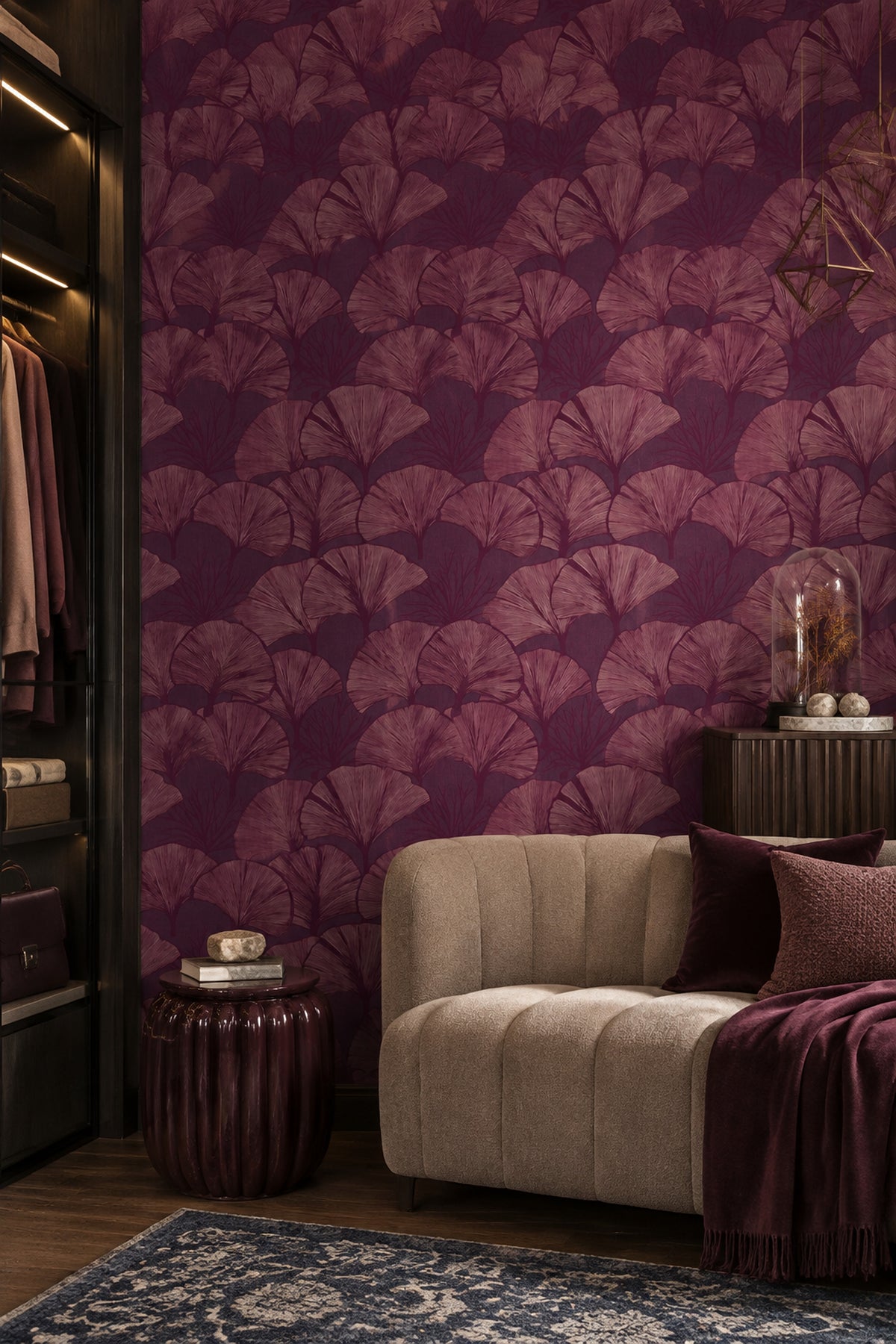Ginkgo Leaf Wallpaper Purple Background Botanical Silhouette