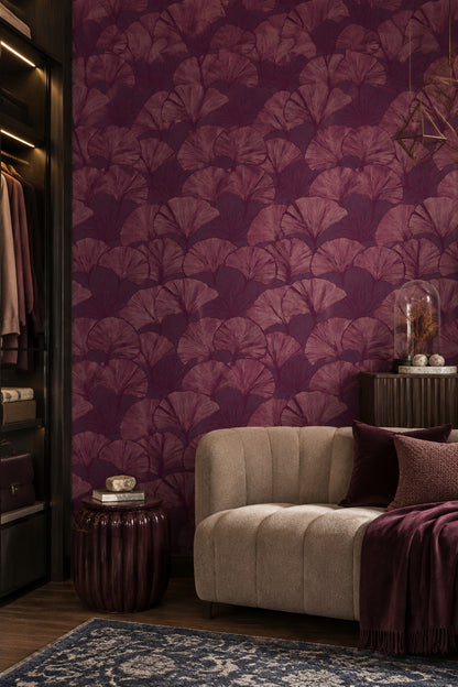Ginkgo Leaf Wallpaper Purple Background Botanical Silhouette