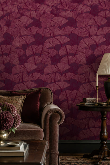 Ginkgo Leaf Wallpaper Purple Background Botanical Silhouette