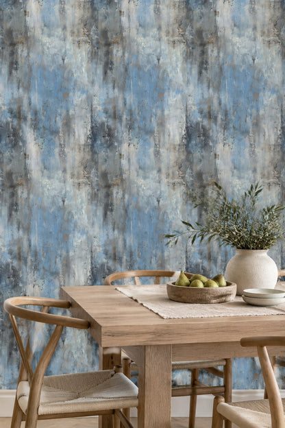 Abstract Patina Wallpaper Distressed Blue Gray Texture