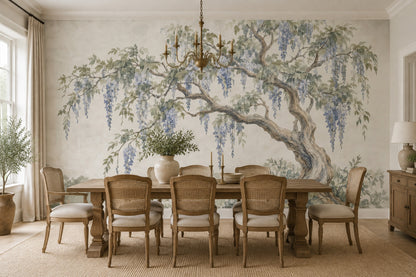 Wisteria Tree Wallpaper Watercolor Garden Wall Mural