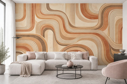 Retro Arch Lines Wallpaper Mid Century Modern Wall Mural