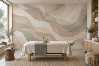Layered Organic Waves Wallpaper Watercolor Texture Wall Mural