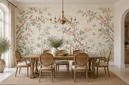 Chinoiserie Blossom Branches Wallpaper Birds And Butterflies Wall Mural