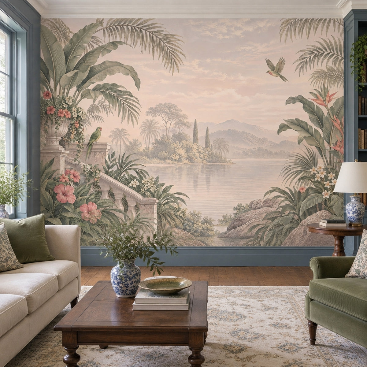 Tropical Birds Wallpaper Vintage Wall Mural