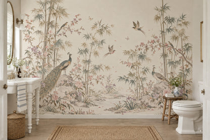 Peacock And Bamboo Wallpaper Chinoiserie Garden Wall Mural