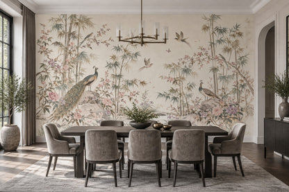 Peacock And Bamboo Wallpaper Chinoiserie Garden Wall Mural