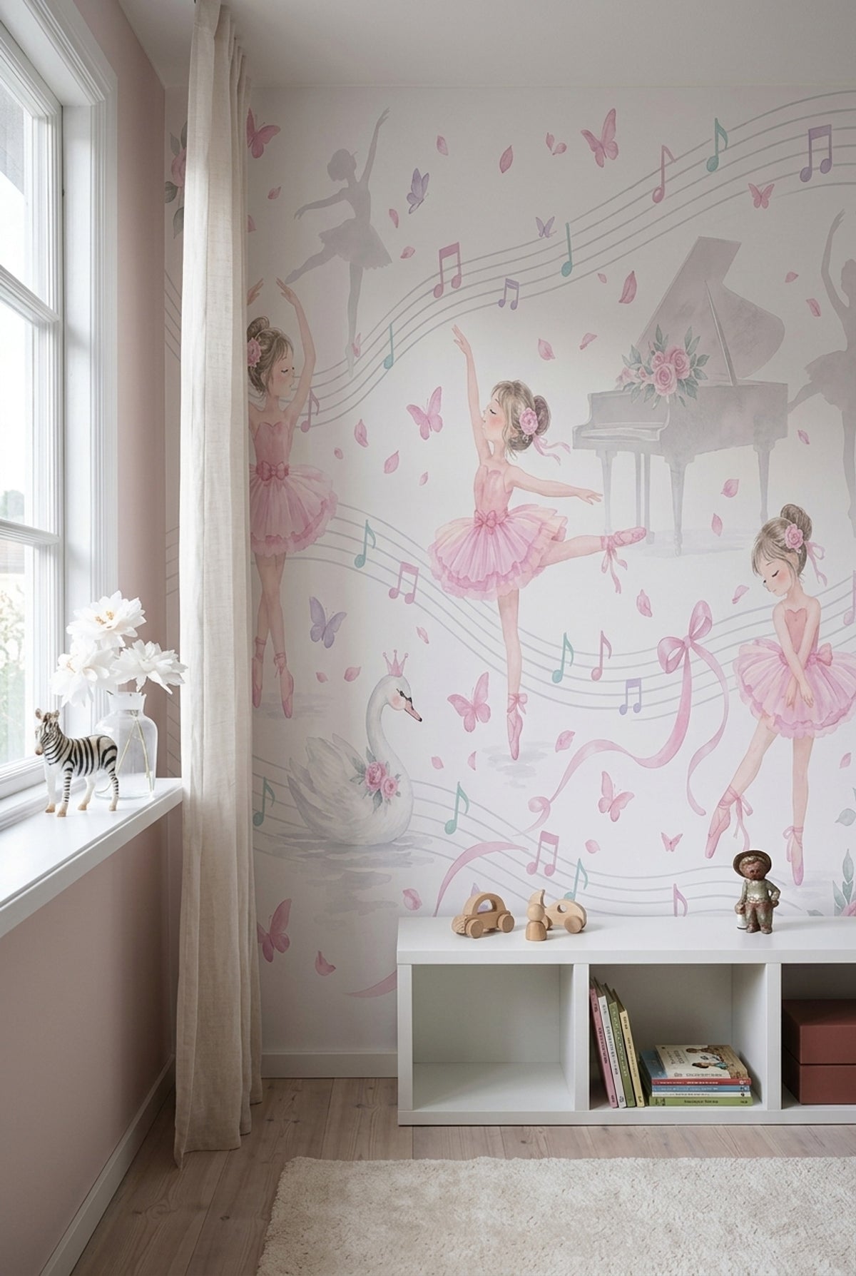 Ballerina Girls Wallpaper Watercolor Music Wall Mural