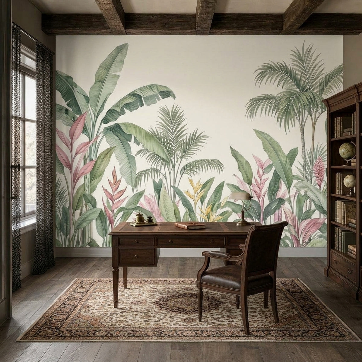 Watercolor Tropical Leaves Wallpaper Light Background Wall Mural