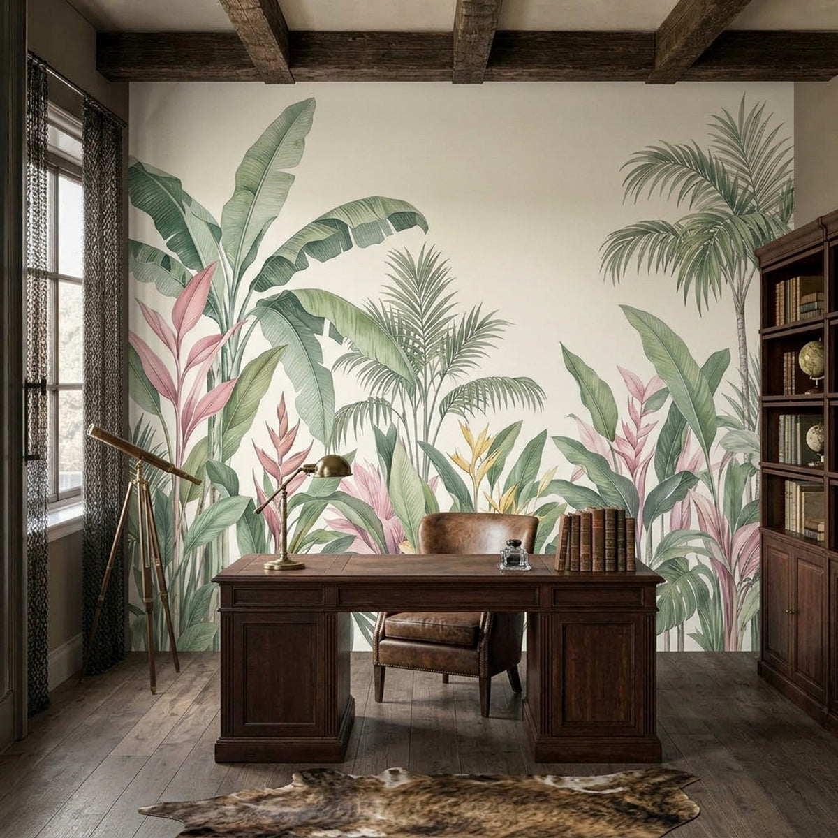 Watercolor Tropical Leaves Wallpaper Light Background Wall Mural
