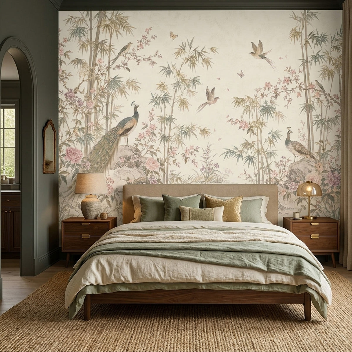 Peacock And Bamboo Wallpaper Chinoiserie Garden Wall Mural
