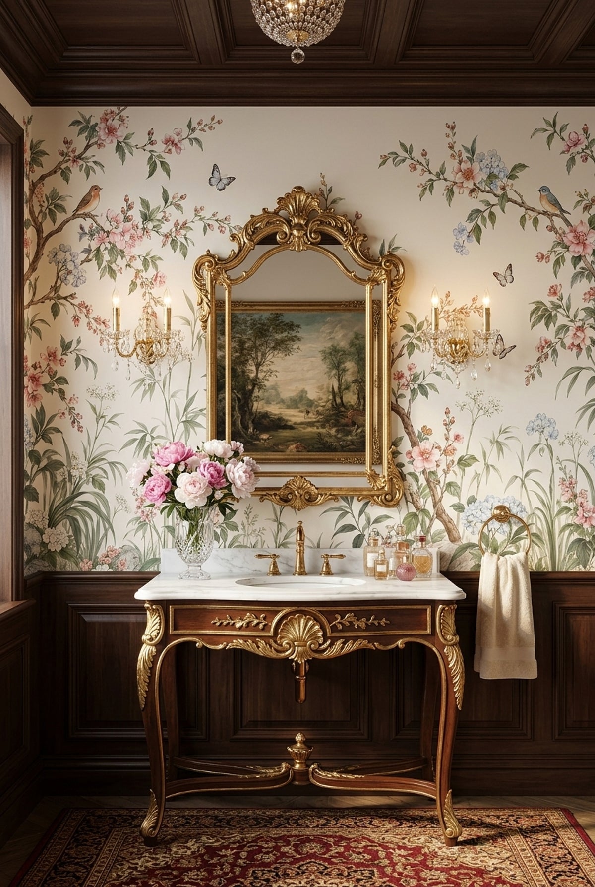 Chinoiserie Blossom Branches Wallpaper Birds And Butterflies Wall Mural