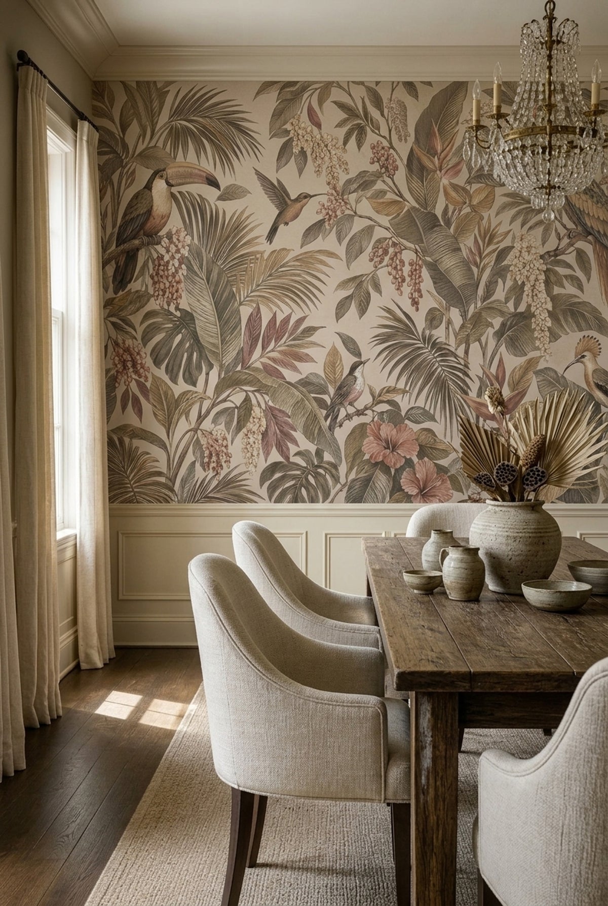 Tropical Birds Wallpaper Vintage Botanical Wall Mural