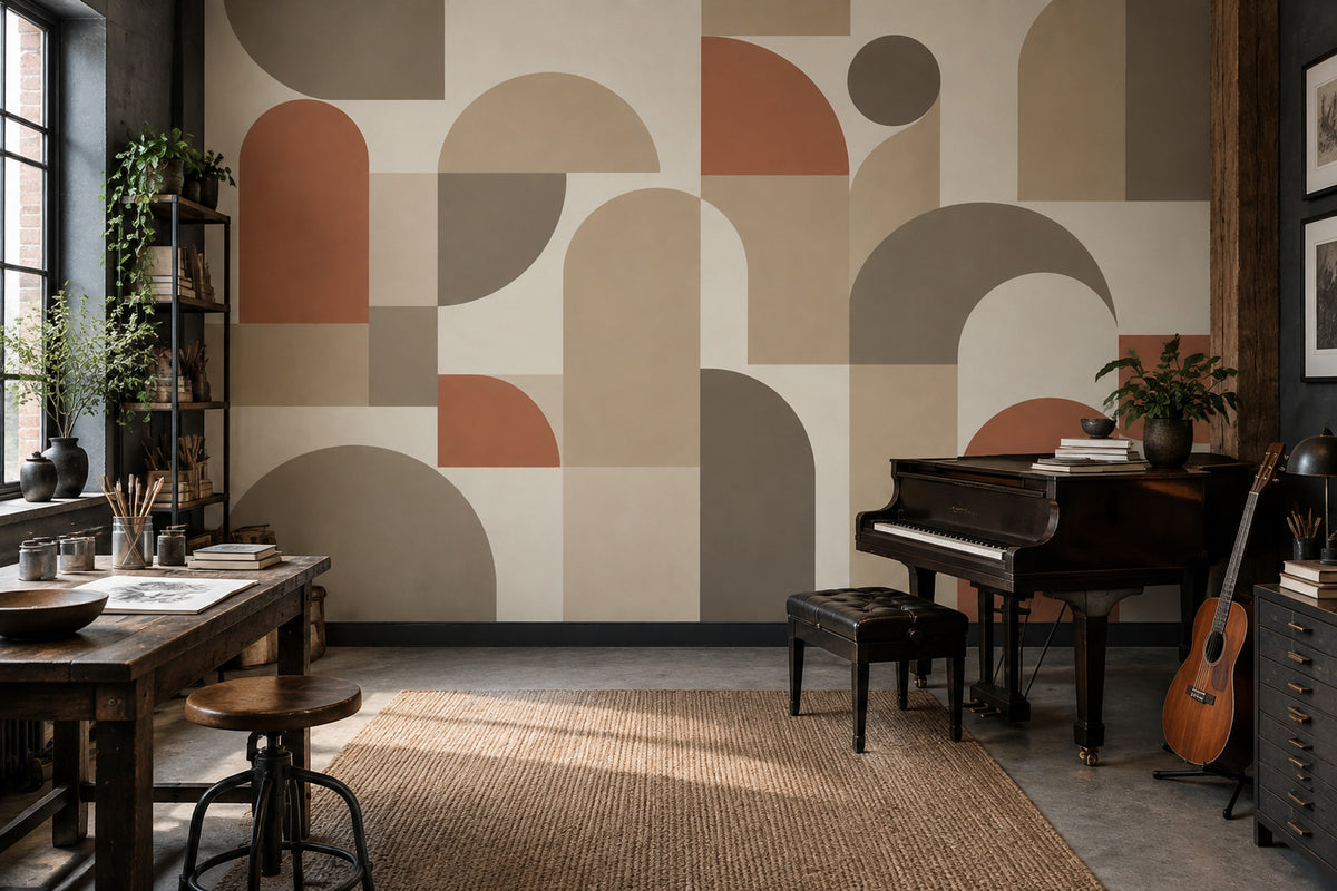 Geometric Arches Wallpaper Mid Century Modern Wall Mural