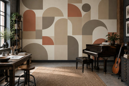 Geometric Arches Wallpaper Mid Century Modern Wall Mural