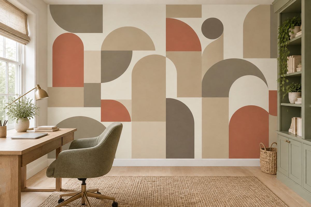 Geometric Arches Wallpaper Mid Century Modern Wall Mural